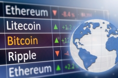 Bitcoin a new global currency for future cryptocurrency age where cryptos and BTC are the new business standard for the planet.  Global currency.