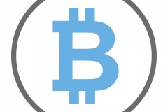 Bitcoin symbol sign for digital currency.  Cryptocurrency to use for buttons or websites.  Security concept and blue bitcoin illustration.
