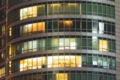 Apartment windows at night.  Privacy concept in luxury condo.