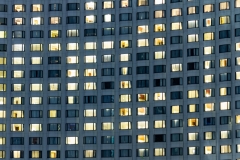 Hotel windows at night.  Travel concept for big luxury hotel chain.